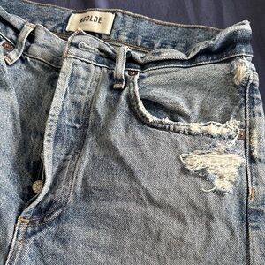 Agolde Ripped Faded Blue Relaxed Jeans